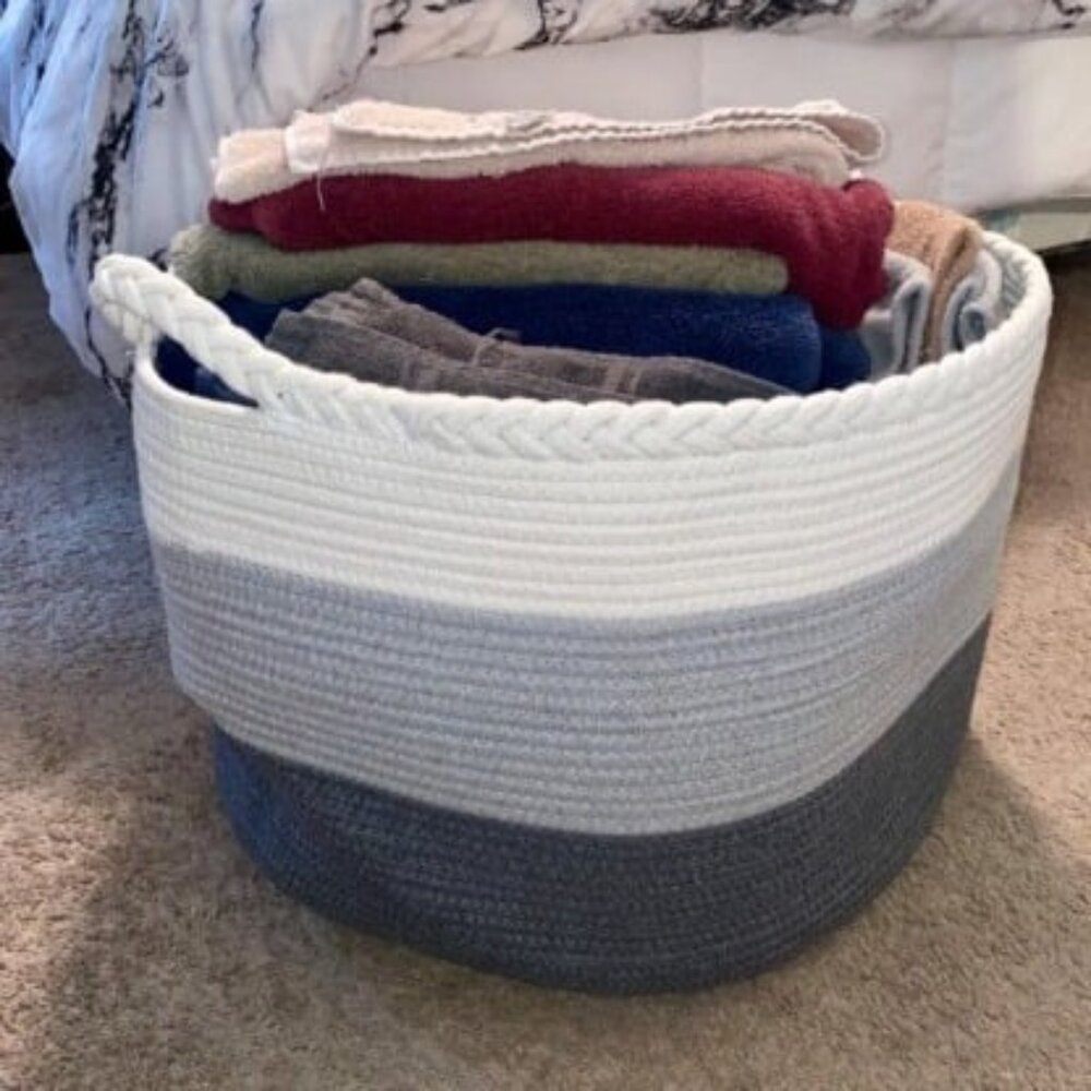 XL Blanket Basket, Storage Basket, Laundry Basket, 21.7”x 13.8”, Laundry Hamper